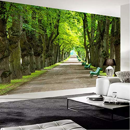 Personalizado Cualquier Tamaño Mural Pintura De Pared Verde Árbol Grande Boulevard 3D Foto Wallpaper Sala De Estar Dormitorio Decoración Mural Paño De Seda 150X105Cm