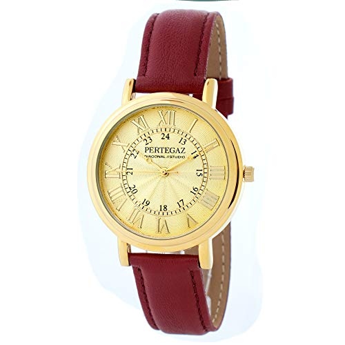 Pertegaz Reloj Analógico para Hombres de Cuarzo con Correa en Cuero PDS-039-B