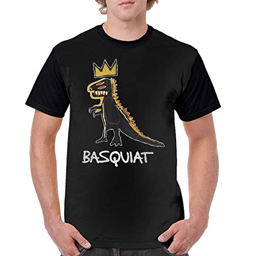 PerterOne Top de Verano de Manga Corta Estampada con Cuello en O de Jean Michel Basquiat para Hombre