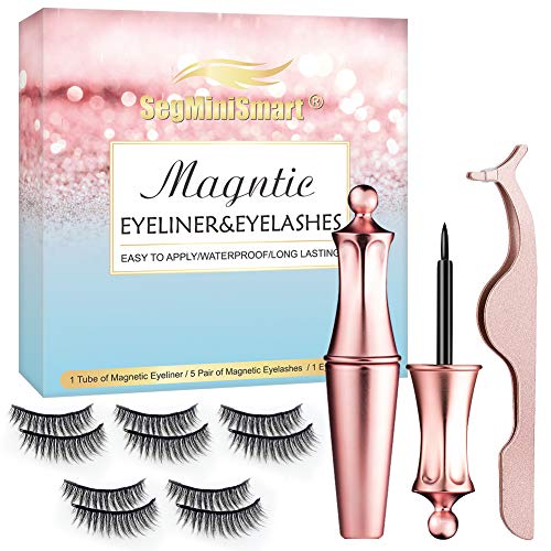 Pestañas Magneticas Delineador, Pestañas Postizas Magneticas, Magnético delineador Impermeable De Larga Duración, Reutilizable Impermeable Eye Lash y Eye Liner Set W/Tweezer, No se Necesita Pegamento