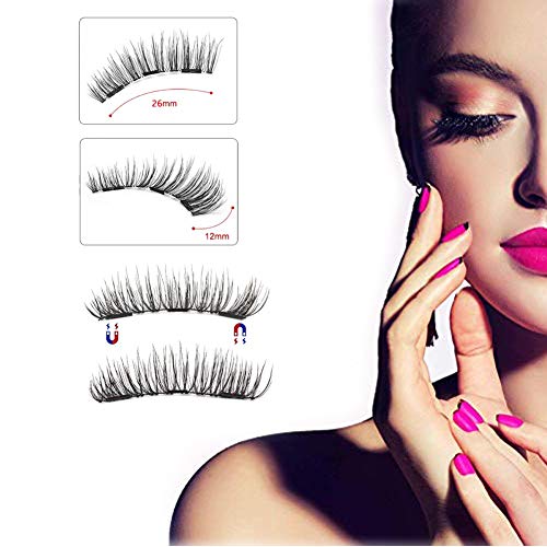 Pestañas magnéticas, H-Piano Tres imanes 4 piezas 3d imán Set de pestañas, sin trazos, plástico magnético pestañas ultra delgadas Lady Maquillaje Natural Maquillaje magnético pestañas postizas