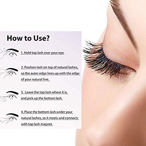 Pestañas magnéticas, H-Piano Tres imanes 4 piezas 3d imán Set de pestañas, sin trazos, plástico magnético pestañas ultra delgadas Lady Maquillaje Natural Maquillaje magnético pestañas postizas