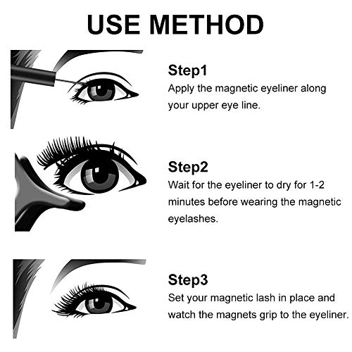 Pestañas Magneticas, Pestañas Magneticas Delineador, 3D Pestañas Postizas Reutilizables, Pestañas Magnéticas, Magnético delineador Impermeable De Larga Duración, Delineador De Ojos De Larga Duración
