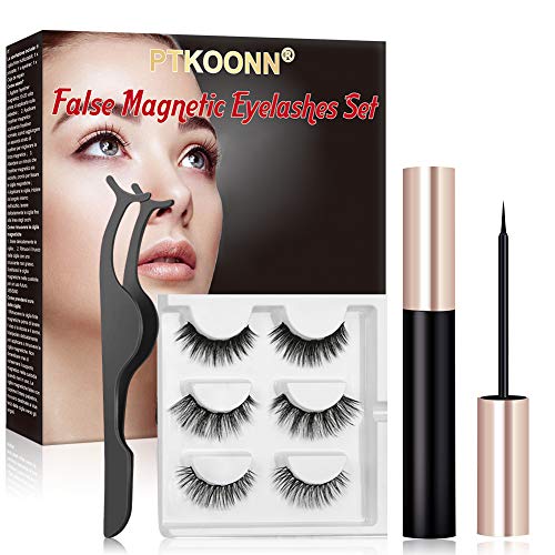 Pestañas Magneticas,Delineador,Pestañas Postizas Magneticas Delineador Kit, 3D Reutilizables Pestañas Eyeliner Waterproof, No se Necesita Pegamento, Magnetic Eyelashes set con pinzas