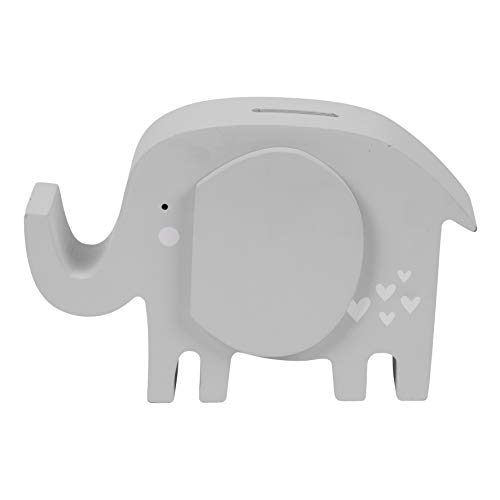 Petit Cheri - Hucha de elefante de madera, color gris con sección transparente detrás de la oreja