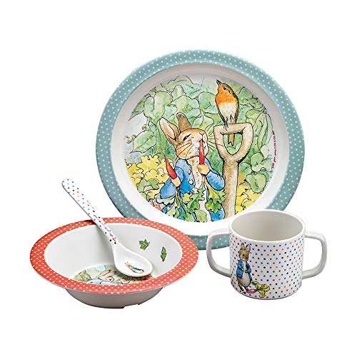 Petit Jour Peter Rabbit - Set para comidas, 4 piezas en caja de regalo