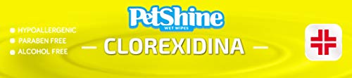 PETSHINE Toallitas húmedas, 240 toallitas desinfectantes para Perros, Gatos y Mascotas, 30X20 cm, toallitas desinfectantes con clorhexidina, toallitas húmedas sin Alcohol y parabenos con Aloe Vera