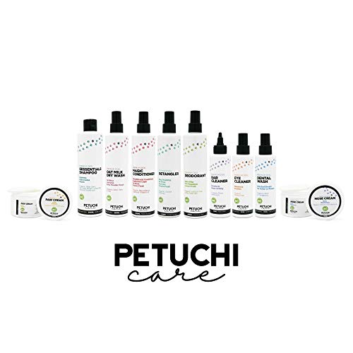 PETUCHI Champú Seco para Perros; Spray Bio con Aloe Vera y Leche de Avena; Aroma a Talco Fresco; No Necesita Aclarado; 250ml
