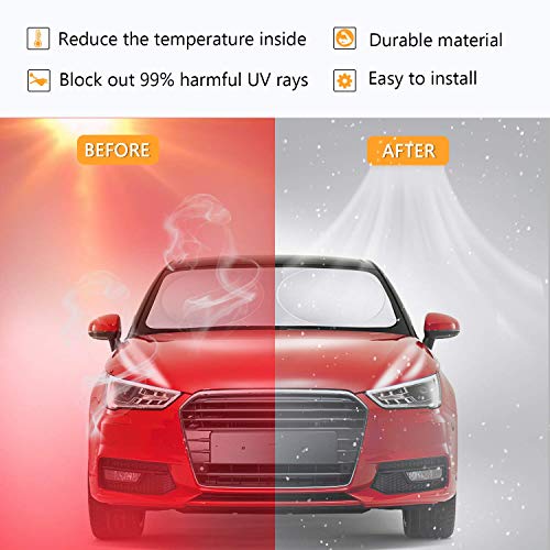 PEYOU Parasol de Coche (6 Unidades), Parasol Parabrisas Coche Plegable [Todas Ventana, Reduce Calor Aislado y Radiación UVA, Fácil Instalación] para SUV, Coche Grande o Pequeño, TAMAÑO - XL