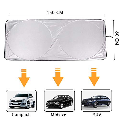 PEYOU Parasol de Coche (6 Unidades), Parasol Parabrisas Coche Plegable [Todas Ventana, Reduce Calor Aislado y Radiación UVA, Fácil Instalación] para SUV, Coche Grande o Pequeño, TAMAÑO - XL
