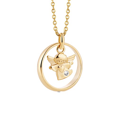 pez niña niño oro amarillo collar 333 ángel de la guarda colgante bautismal anillo de bautismo longitud ajustable joyería caso bautizo