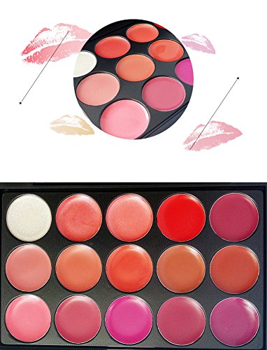 PhantomSky 15 Colores brillo de labios Paleta de Maquillaje Cosmética - Perfecto para Uso Profesional y Diario