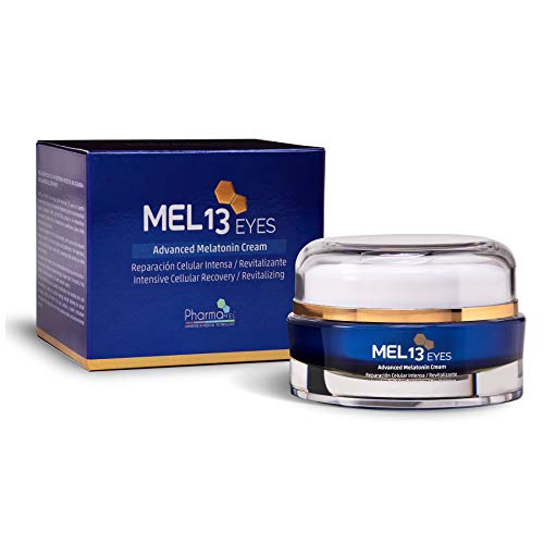 Pharmamel MEL 13 Eyes - Contorno de ojos, con Melatonina y Q10, Mel13 Reparación Celular Intensa, Revitalizante - 15 ml y Rodillo de Masajeador Facial Antiedad Antienvejecimiento