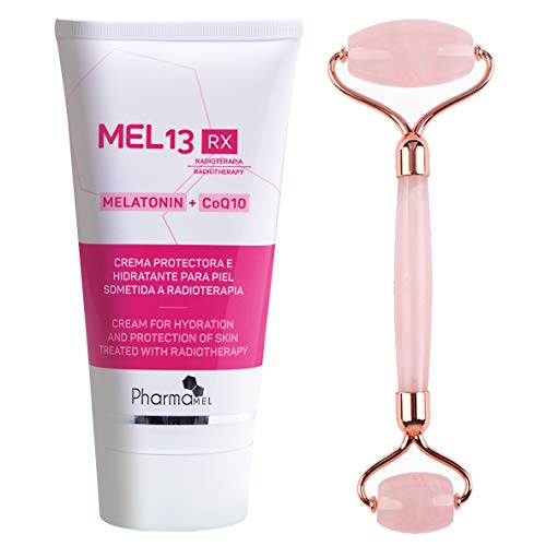 Pharmamel MEL 13 RX Crema Protectora para la Piel sometida a Radioterapia con Melatonina y CoQ10 Mel13 - 150 ml y Rodillo de Masajeador Facial Antiedad Antienvejecimiento