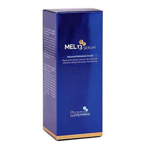 Pharmamel MEL 13 Serum con Melatonina y Q10, Reparación Celular Intensa, Revitalizante - 30 ml y Rodillo de Masajeador Facial Antiedad Antienvejecimiento