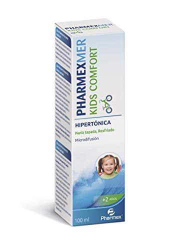 Pharmexmer Kids Comfort Spray Hipertónica | Spray nasal | Agua de mar para congestión nasal, resfriado| Para adultos y niños a partir de 2 años–100 ml