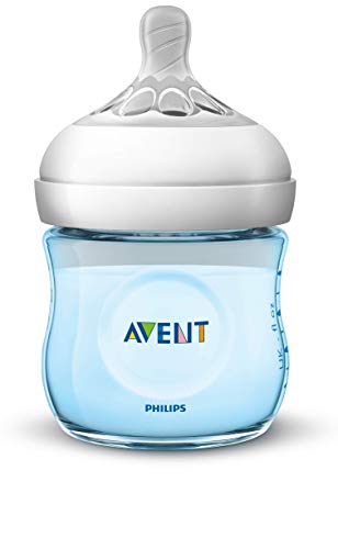 Philips Avent Biberón Natural SCF032/17 - Biberón de 125 ml con tetina con flujo para recién nacidos, diseñada para imitar el tacto del pecho, 0% BPA, 0m+, color azul