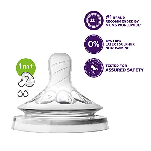 Philips Avent SCF042/27-2 - Tetinas natural flujo lento, 1m+, con 1 agujero
