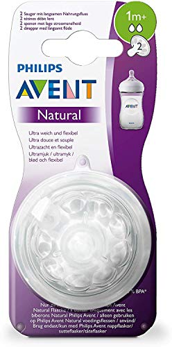 Philips Avent SCF042/27-2 - Tetinas natural flujo lento, 1m+, con 1 agujero