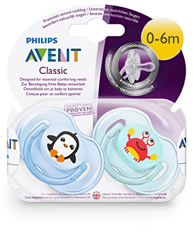 Philips AVENT SCF169/35 - Chupete (Chupete clásico para bebés, Silicona, Multicolor, 6 mes(es), Inglaterra, 2 pieza(s))