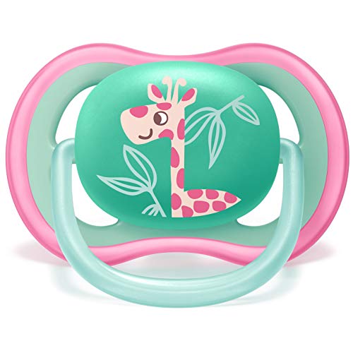 Philips Avent SCF349/12 - Pack de 2 chupetes Ultra Air, tetina extrafirme para 18m+, apta para la piel sensible, con estuche de esterilización, color rosa y verde