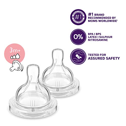 Philips Avent SCF635/27 - Tetina de silicona anti-cólicos Clásica de flujo variable, 3m+