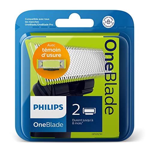 Philips Norelco OneBlade QP220/50 - Recambios para máquina de afeitar (versión extranjera), 1 paquete con 2 recambios