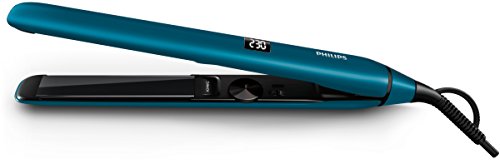 Philips Pro HPS930/40 - Plancha de Pelo Profesional, Placas Titanio 110 mm, Ionica, Control Digital Temperatura 140º a 230º, Azul