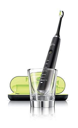 Philips Sonicare DiamondClean HX9352/04 - Cepillo de dientes eléctrico Recargable, 5 Modos, 2 Cabezales, Vaso Cargador y Estuche USB, Color Negro