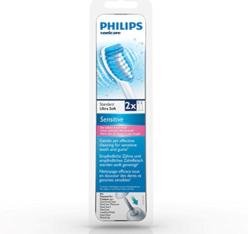Philips Sonicare Sensitive HX6052/07 - Set de 2 cabezales estándar para cepillo de dientes eléctrico, color blanco