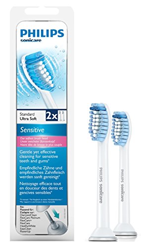 Philips Sonicare Sensitive HX6052/07 - Set de 2 cabezales estándar para cepillo de dientes eléctrico, color blanco