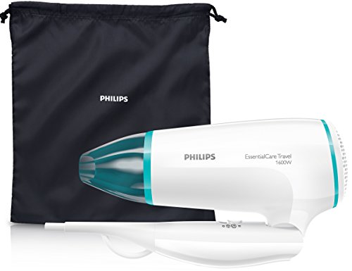Philips Thermoprotect BHD006 - Secador de Pelo de Viaje, Doble Voltaje, DifUsor, 2 Velocidades, 2 Temperaturas, 1600 W, Blanco