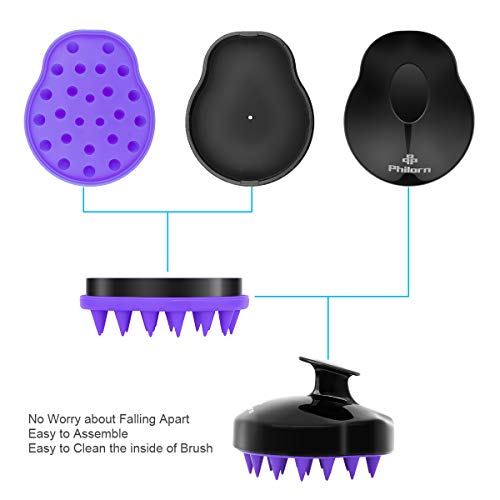 PHILORN Masajeador Cuero Cabelludo para Limpieza del Cabello [Húmedo y Seco] Silicona Suave Masajeador Cabeza, Cabelludo Masaje Peine, Cepillo del Massager del Champú para Hombre, Mujer, Niño, Mascota