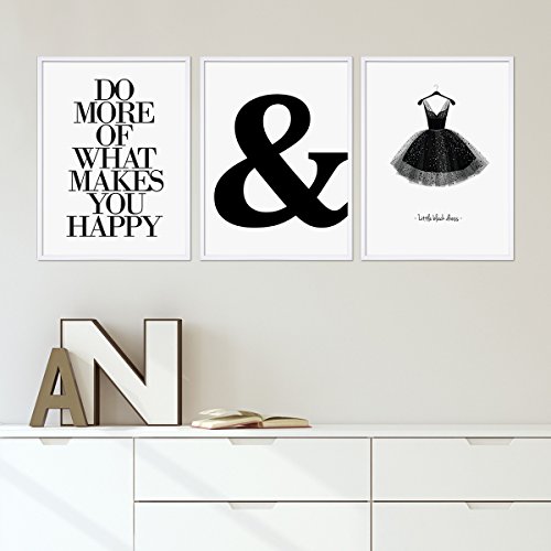 Photolini Juego de 3 Marcos 21x30 cm / A4 Modernos, Blancos de MDF con Vidrio acrílico, Incluyendo Accesorios/Collage de Fotos/galería de imágenes