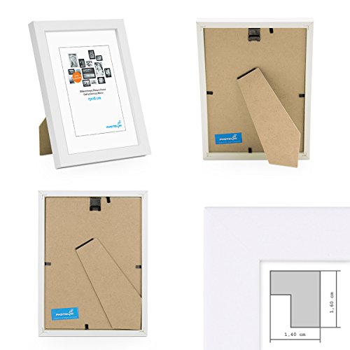 Photolini Juego de 3 Marcos 21x30 cm / A4 Modernos, Blancos de MDF con Vidrio acrílico, Incluyendo Accesorios/Collage de Fotos/galería de imágenes