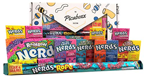 Picaboxx Wonka Nerds Caja de regalo American Candy Selection ★ 12 productos Value Pack ★ American Candy Hamper ★ Caja de regalo dulce con escaparate