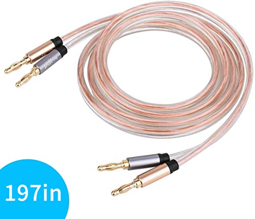 picK-me Cable Banana de Altavoz de Hilo,Cable de Altavoz con Puntas Dobles de Banana Chapadas en Oro,Cable de Altavoz 16AWG con Enchufes Tipo Banana (5M/16.4FT)