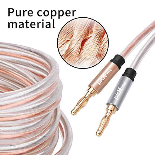 picK-me Cable Banana de Altavoz de Hilo,Cable de Altavoz con Puntas Dobles de Banana Chapadas en Oro,Cable de Altavoz 16AWG con Enchufes Tipo Banana (5M/16.4FT)