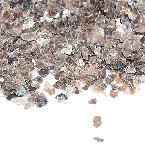 Piedra brillante triturada mágica natural copos de mica para pintura de resina, arte y manualidades, arte de uñas, decoración de hojas, multiuso de 2 a 4 mm (6-10 malla), Tawny