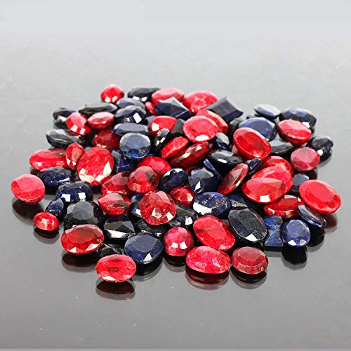Piedras preciosas de zafiro azul natural rubí Lote 100 CT - 7 piezas de zafiro facetado, gemas sueltas de rubí para hacer joyas