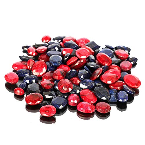 Piedras preciosas de zafiro azul natural rubí Lote 100 CT - 7 piezas de zafiro facetado, gemas sueltas de rubí para hacer joyas