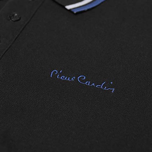 Pierre Cardin - Polo de corte clásico para hombre, con franja en el cuello y las mangas Multicolor Negro ( M
