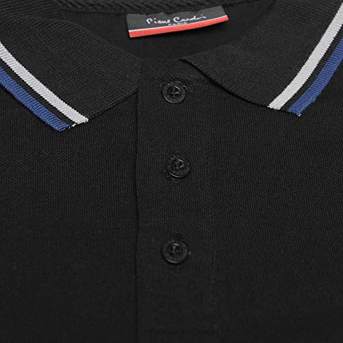Pierre Cardin - Polo de corte clásico para hombre, con franja en el cuello y las mangas Multicolor Negro ( M