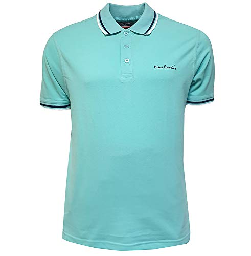 Pierre Cardin - Polo de corte clásico para hombre, con franja en el cuello y las mangas Verde verde menta L