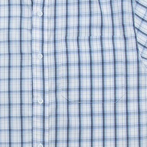 Pierre Roche - Camisa de cuadros para hombre, diseño de popelina informal, manga corta, diseño de verano, hilo de polialgodón teñido
