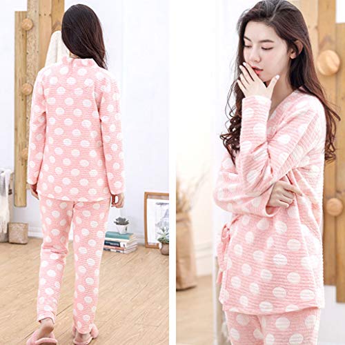 Pijamas Pijamas Mujeres Embarazadas Cinturón Auto-Atado Camisón Dulce de Algodón Rosa Embarazo Homedressing Moda Ropa de Lactancia Embarazadas Regalo Camisas de Pijamas