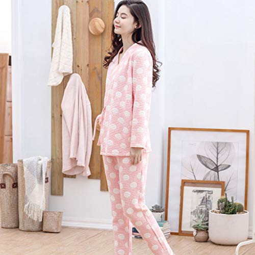 Pijamas Pijamas Mujeres Embarazadas Cinturón Auto-Atado Camisón Dulce de Algodón Rosa Embarazo Homedressing Moda Ropa de Lactancia Embarazadas Regalo Camisas de Pijamas