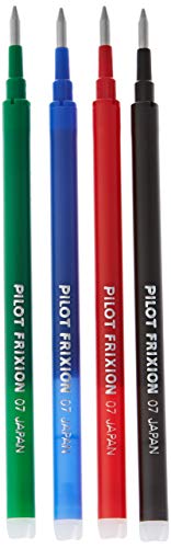 Piloto Frixion Ball Rollerball - 4 Ersatzminensets 3 Piezas en Azul, Negro, Rojo, Verde