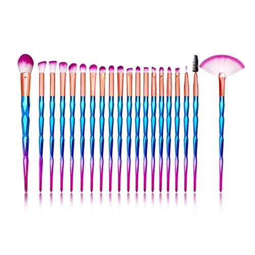 Pinceles de Maquillaje de Unicornio, Set de 20 Pinceles de Maquillaje Profesional, maquillaje cepillo kit cepillo Eyebrow Eyeliner Blush Cosmetic,Conjunto de pinceles de maquillaje