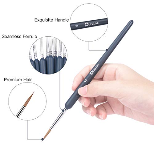 Pinceles para Pintura, Dioxide 10 Piezas Pinceles Acrilico Finos Juego de Pinceles para Pintar al Óleo con Paleta de Pintura Mezcla y Estuche de Plástico Transparente